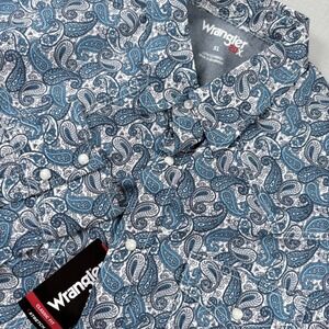 NEW Wrangler 20X Mens XL Blue Paisley Pearl Snap Western Shirt 112369481 NWT